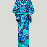Pucci Orchidee print silk dress with cape
