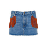 Alanui Golden Dusk denim mini skirt