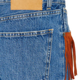Alanui Golden Dusk denim mini skirt