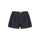Amelo embroidered pleated denim shorts