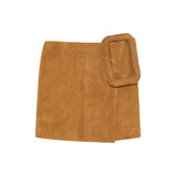 Suede mini skirt with buckle belt