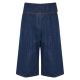 Wrapped belted cotton bermuda shorts