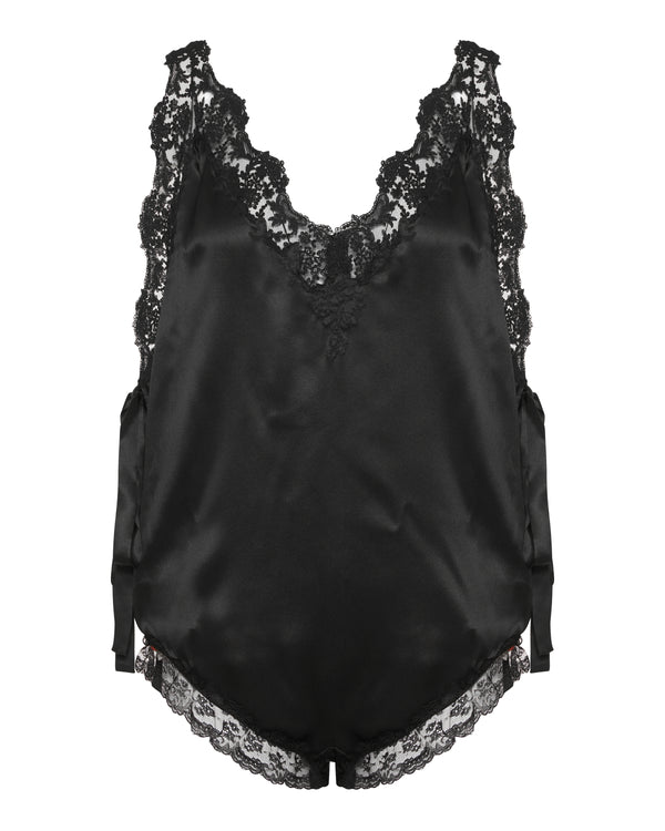 Saint Laurent Laced romper in silk crepe muslin