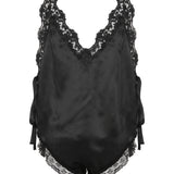 Saint Laurent Laced romper in silk crepe muslin