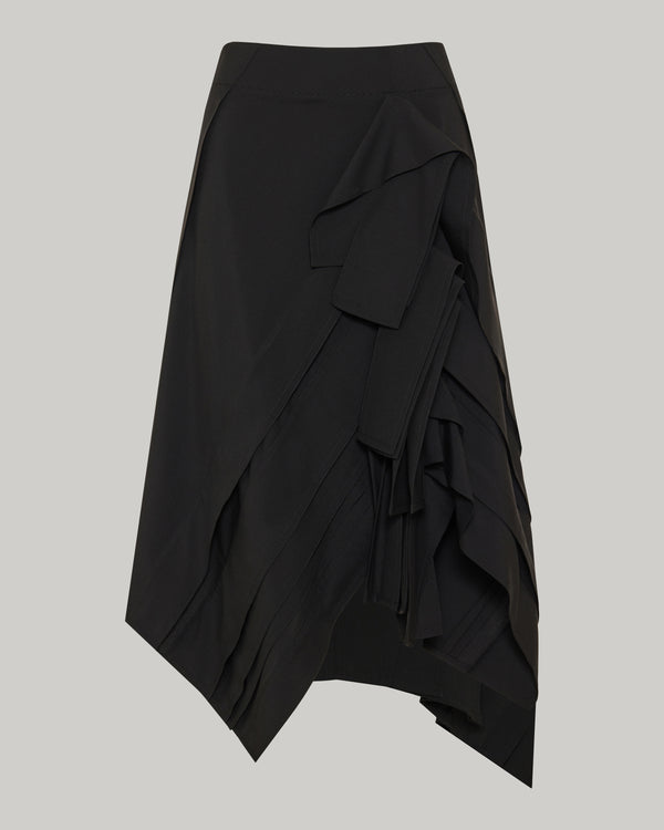 Bottega Veneta Wool fresco midi ruffle skirt