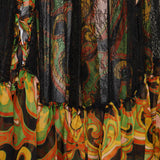 Printed silk maxi skirt with lace