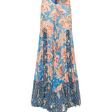 Printed silk long skirt