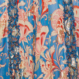 Printed silk long skirt