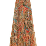 Printed silk maxi skirt