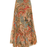 Printed silk maxi skirt