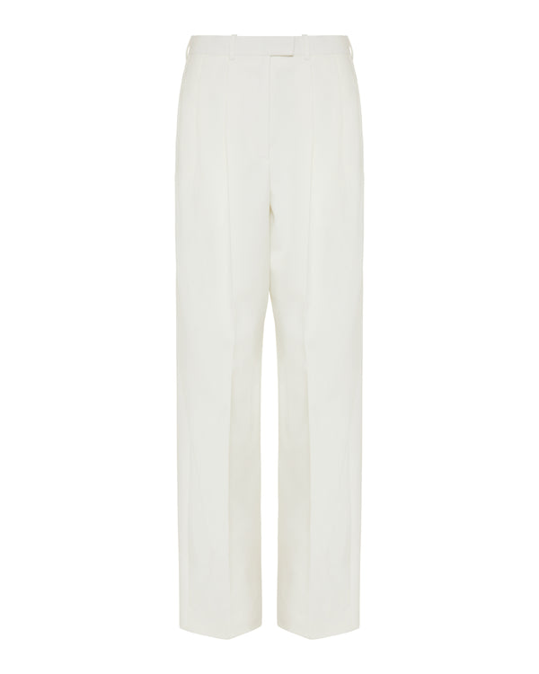 Double-pleat wool trousers