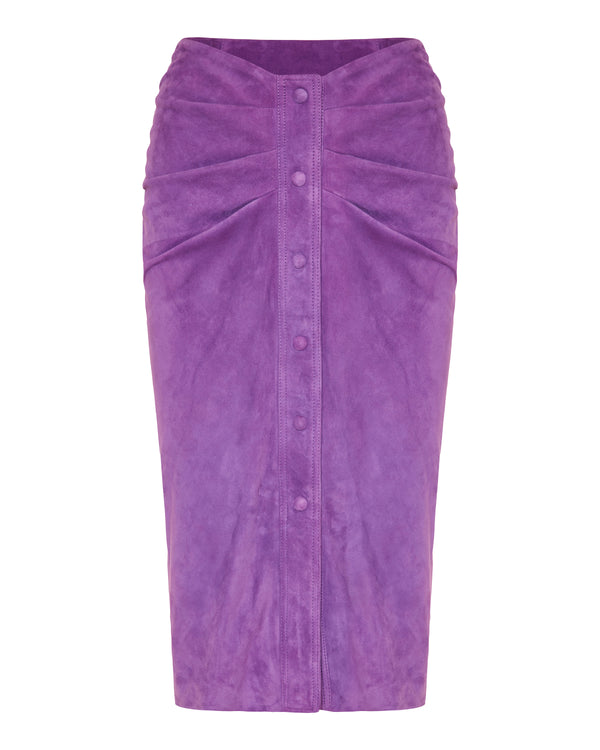 Valentino Garavani Suede skirt with button detail