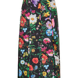 Floral silk pleated midi skirt