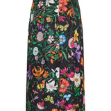 Floral silk pleated midi skirt