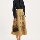 Maria embroidered  midi skirt