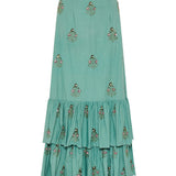 Simone embroidered tiered midi skirt