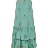 Simone embroidered tiered midi skirt