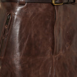 Saint Laurent Belted leather midi skirt