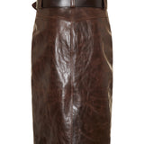 Saint Laurent Belted leather midi skirt