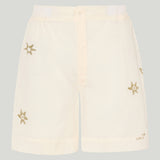 Kyr Lakis Gold star print cotton shorts