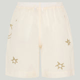 Kyr Lakis Gold star print cotton shorts