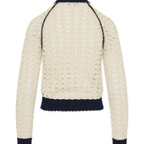 Openwork zip-up cardigan