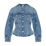 Nipped collarless jacket