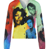 Versace Printed silk-knit cardigan