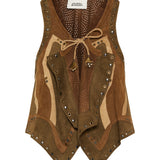Kelby studded patchwork suede vest