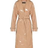Coated faux-leather trench coat