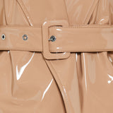 Coated faux-leather trench coat