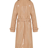 Coated faux-leather trench coat