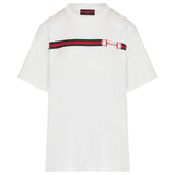 Web stripe printed cotton t-shirt