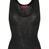 Embroidered cotton rib tank top