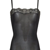 Saint Laurent Laced ribbed silk tank top