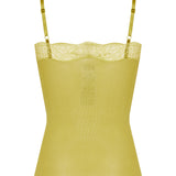 Laced ribbed silk tank top