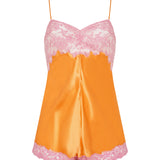 Laced silk satin romper