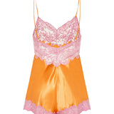 Laced silk satin romper