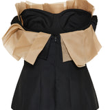Sal frayed organza-trimmed bustier top
