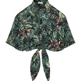Rabanne Printed silk cropped short sleeve shirt