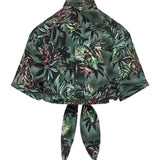 Rabanne Printed silk cropped short sleeve shirt