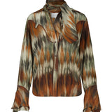 Cabalgando scarf-detailed silk crepe de chine shirt