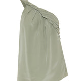 Balmain Draped one-shoulder silk-crepe top