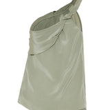 Balmain Draped one-shoulder silk-crepe top