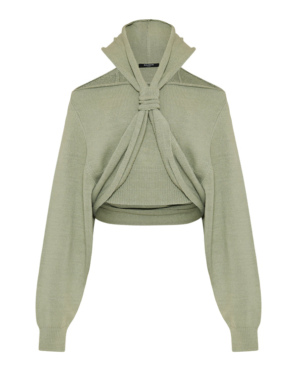 Halter-neck silk sweater