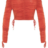 Ruched off-shoulder cropped top