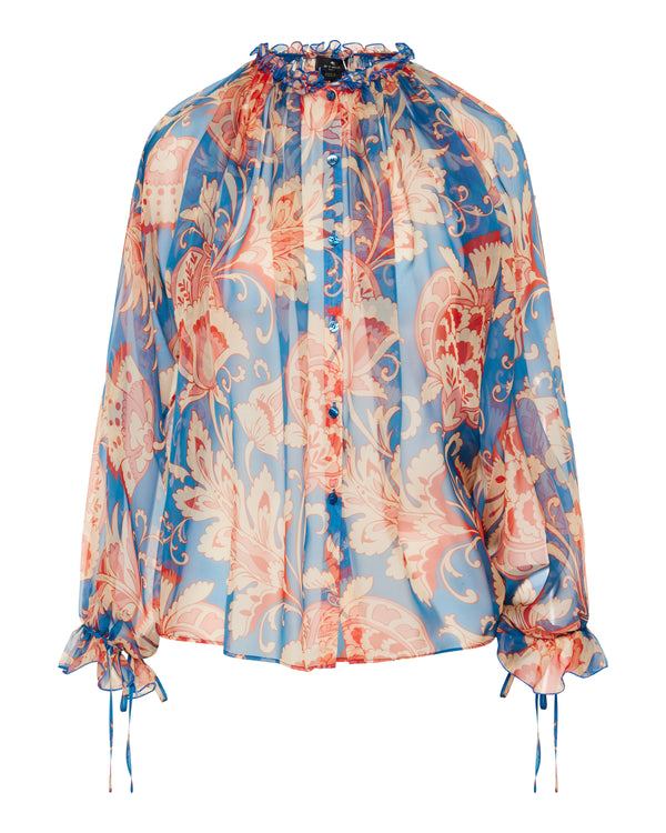 Etro Floral-print silk chiffon peplum blouse