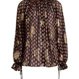 Silk shirt with fil coupé rose motif