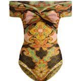 Printed tulle bodysuit