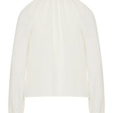 Silk gathered-neck blouse